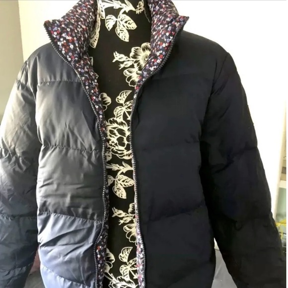 Tory. Sport reversible puffer navy blue and floral